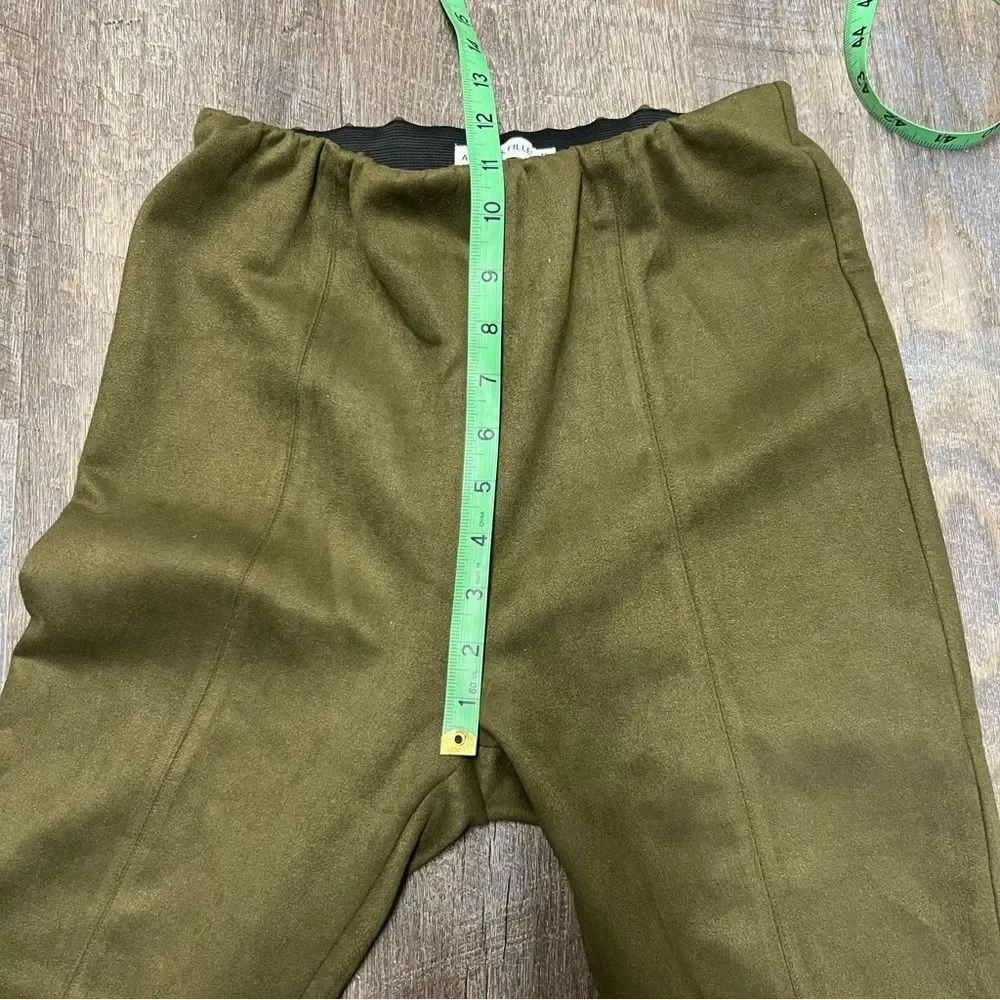 Avec Les Filles Pants Womens Medium Green Faux Suede Elastic Waist Front Slit - Picture 4 of 8